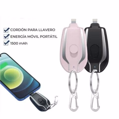 Llavero Portátil Cargador de iPhone Rosa y Negro
