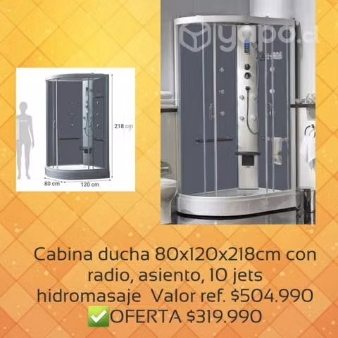 Cabina ducha 80x120x218cm con radio, asiento