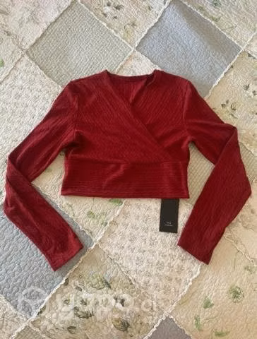 Crop top de lanilla manga larga