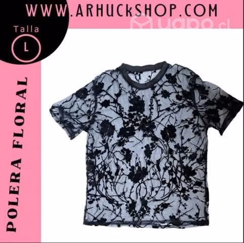 Polera floral negra - Imagen 2