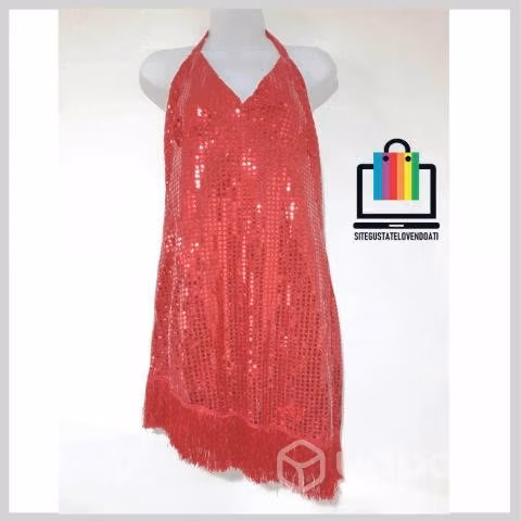 Vestido de Fiesta Rojo Lentejuelas Brillantes Calv
