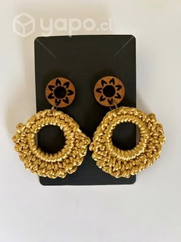 Aros tejidos dorados mate