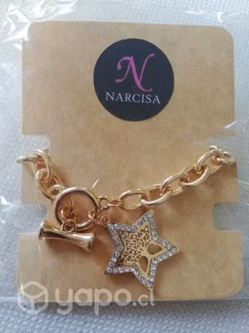 Pulsera dorada estrella árbol de la vida