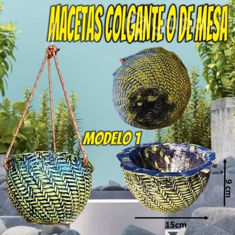 Macetas O Maceteros De Yeso Y Concreto Colgantes O