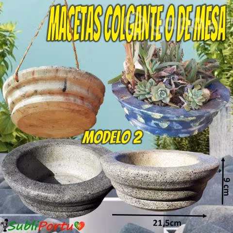 Macetas O Maceteros De Yeso Y Concreto Colgantes O