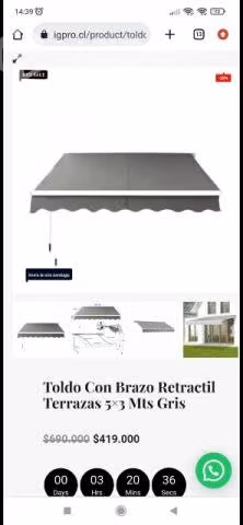 Toldo retráctil 5x3