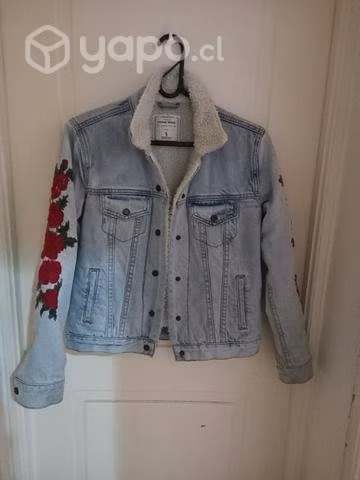 Chaqueta jeans chiporro S bordado rosas - Imagen 3