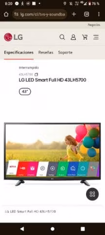 Smart tv LG 43 pulgadas 100 mil pesos (vendido)