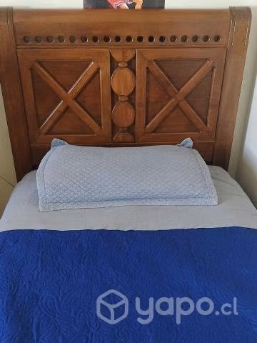 Cama 1 1/2 madera noble