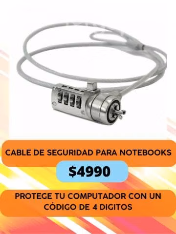 Cable candado metálico para Notebook de 4 dígitos