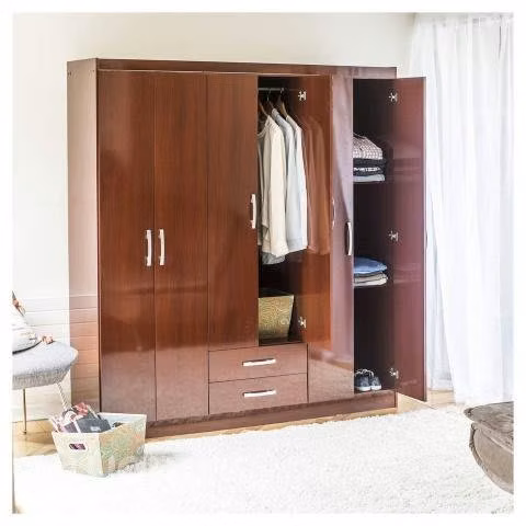 Clóset 6 puertas 2 cajones 162x47x183 caoba