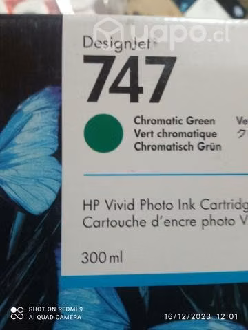 Tinta HP 747 chromatic green original de 300ml