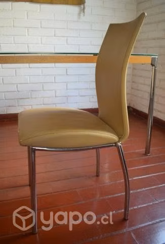 Mesa comedor cubierta vidrio + sillas