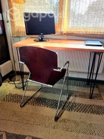 Silla Stua Cromada, Respaldo Y Asiento De Madera