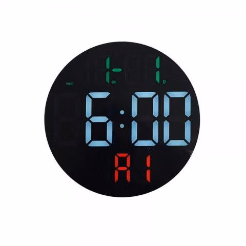 Reloj de pared digital led redondo con control rem