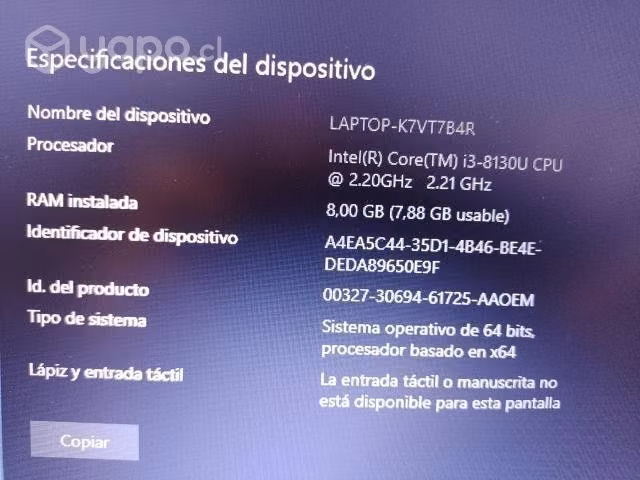 Notebook asus i3 8va generación//SSD 930GB