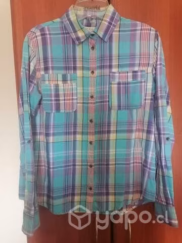 Camisa 100% algodón cuadrille morada