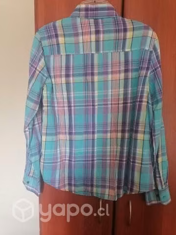 Camisa 100% algodón cuadrille morada - Imagen 2