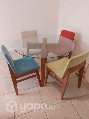 Comedor madera solida cubierta de vidrio - Imagen 2
