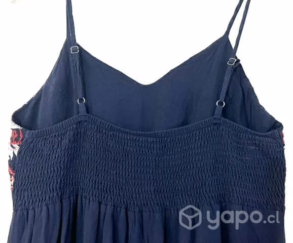 Vestido Semi Entallado Bordado Talla M Azul
