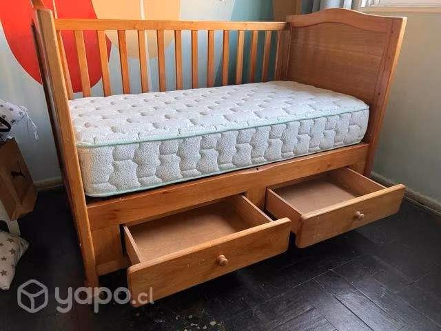 Cuna de madera + colchón - Imagen 4