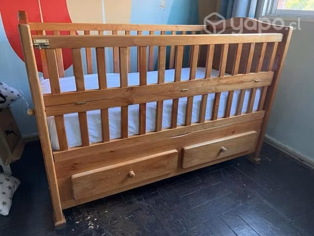 Cuna de madera + colchón - Imagen 1