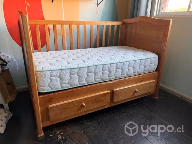 Cuna de madera + colchón - Imagen 2