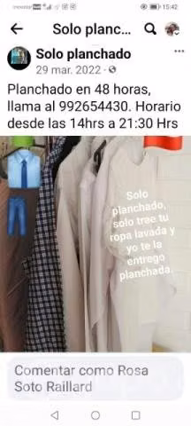 'solo planchado" 48 horas