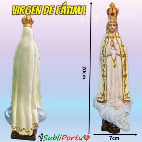 Virgen De Fátima Pintada A Mano - Imagen 2