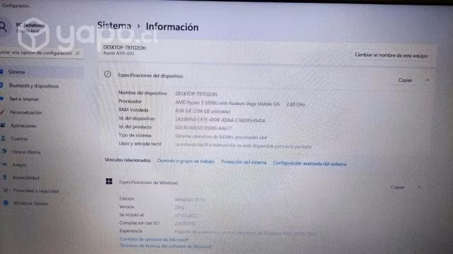 Notebook Acer aspire 3