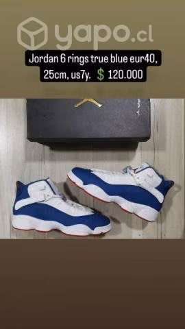 Jordan 6 rings true blue. Us 7y, eur 40, 25cm.