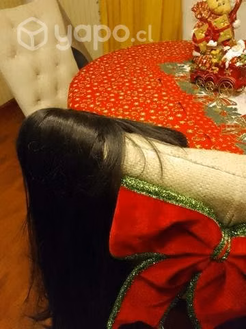 Peluca con pelo semisintético negra con flequillo - Imagen 2