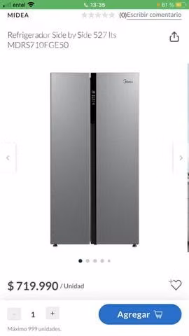 Refrigerador marca Midea de 527 litros nuevo