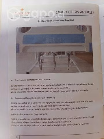 Cama Clínica Manual con 3 posiciones nueva