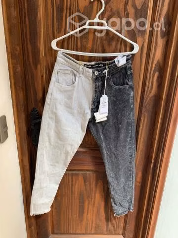 Pantalón jeans bicolor negro/blanco - Imagen 2