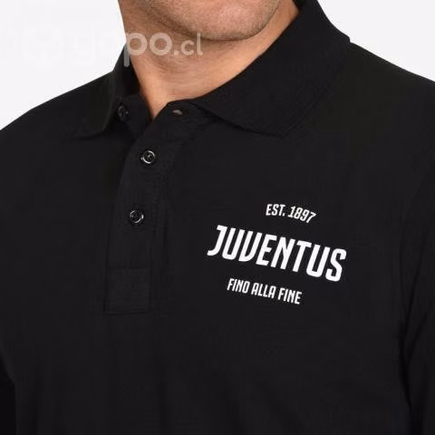 Polera Juventus Estilo Polo Manga Larga Cuello Est