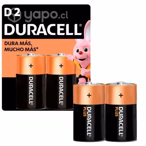 Pilas D2 LR20 1.5V Alcalina Duracell Durabilidad