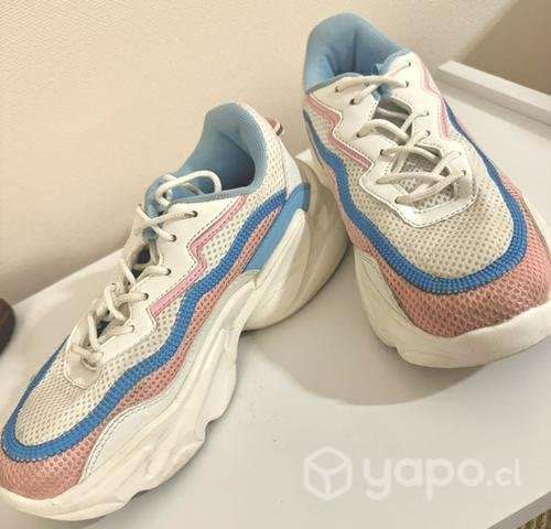 Zapatillas blancas celeste con rosado - Imagen 3