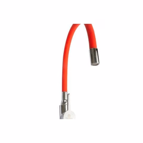 Monomando lavaplato cuello flexible rojo