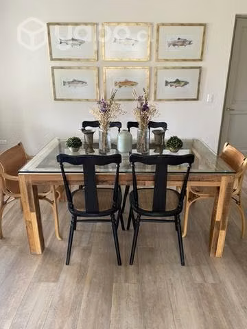 Mesa comedor madera y vidrio