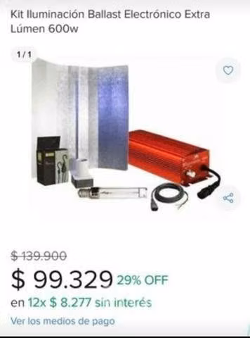 Kit iluminación balastro 600+ watss