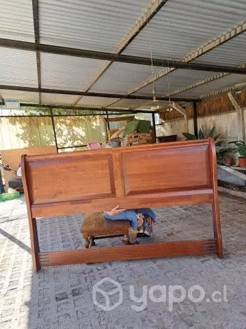 Cama americana 2 plazas con respaldo madera