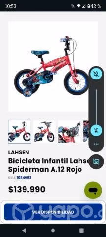 Bicicleta lahsen aro 12 spiderman
