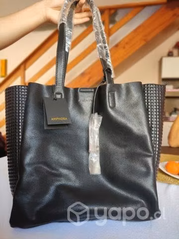 Cartera negra nueva de marca AMPHORA - Imagen 2