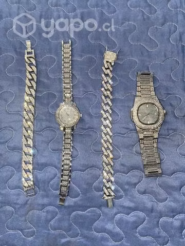 Reloj pulseras cubanas diamantes joyeria