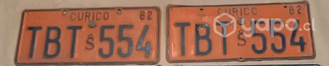 Placa patente antigua curico 1982