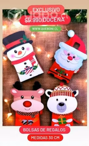 12 bolsas de regalos navidad 30 cm niños niñas
