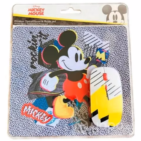 Kit mouse inalambrico y pad mouse mickey
