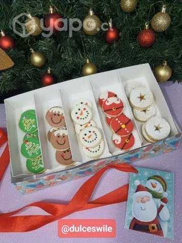 Caja de galletas de mantequillas navideñas