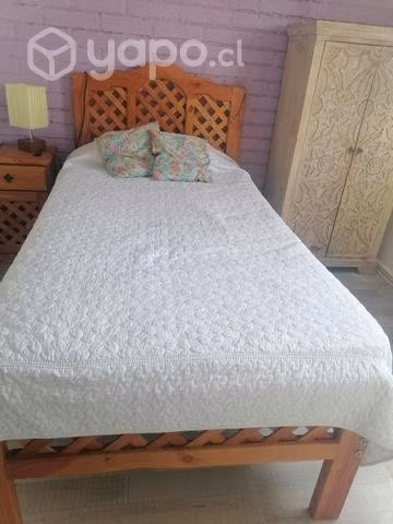 Maravilloso set Cama de madera + colchón + velador - Imagen 2